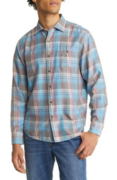Tommy Bahama Men's Big &Tall Fresno Plaid Long Sleeve Shirt Fog Grey 4XLT